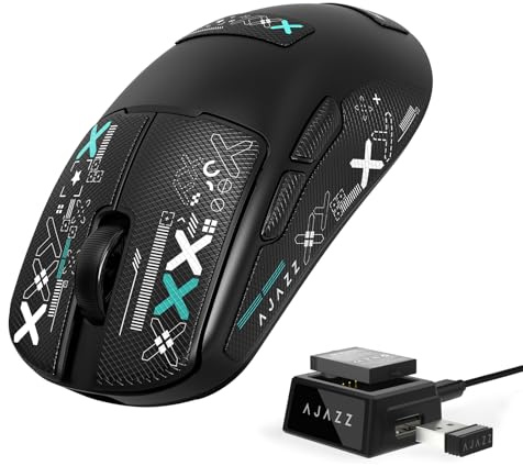 A.JAZZ AJ159V2MC Trådlös Spelmus, Tri-Mode BT/2.4G/Type-C trådbunden, PixArt 3311 Optisk Sensor Med 24K DPI, 54g SUPERLIGHT, Utbytbart Batteri Datormöss Med Tejp, För PC/Mac/Laptop - Svart