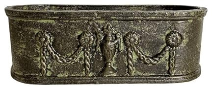 Jardiniere de Balcon ou Fenêtre Balconnière Vasque Bac en Fonte Vert Anglais 12x15,5x36cm