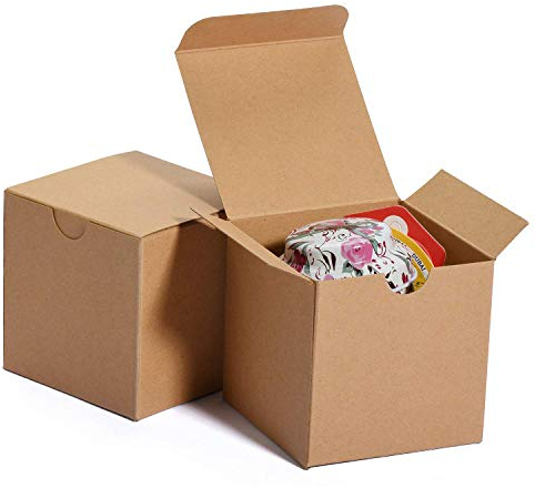 HOUSE DAY 50 Stück Geschenkbox Geschenkboxen Geschenkschachtel Karton Braun mit Deckel für Kinder Baby Geburtstagsgeschenk Hochzeit Vatertag Vatertagsgeschenk 7,6 x 7,6 x 7,6cm