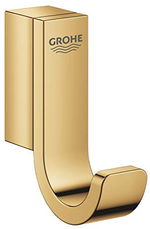 GROHE Einfacher Bademantelhaken mit kratzfester Starlight-Oberfläche, 4,4 x 5 x 1,5 cm, Farbe Gold glänzend (Referenz: 41039GL0)