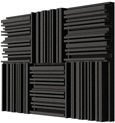BXI Lot de 6 panneaux en mousse acoustiques pour studio - 300 x 300 x 50 mm - Absorbeur sonore à large bande - Structure à rainures périodiques