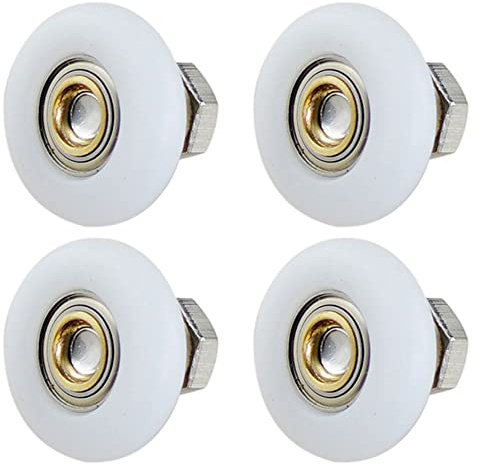 Lot de 4 roulettes de rechange pour porte de douche coulissante de 19 mm à 27 mm avec vis