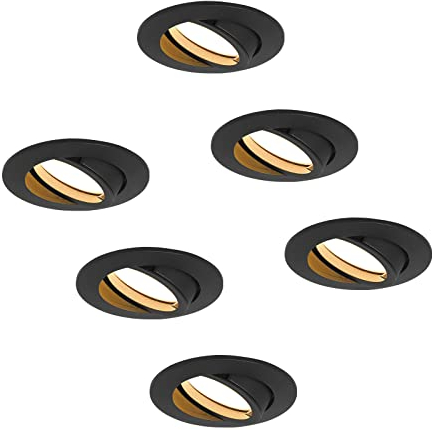 HCFEI LED Einbaustrahler dimmbar schwarz schwenkbar 5W flach 230V Einbau-Spot Strahler Einbauspot 68mm Bohrloch, 120°Abstrahlwinkel, Neutralweiß 4000K (6er Pack)