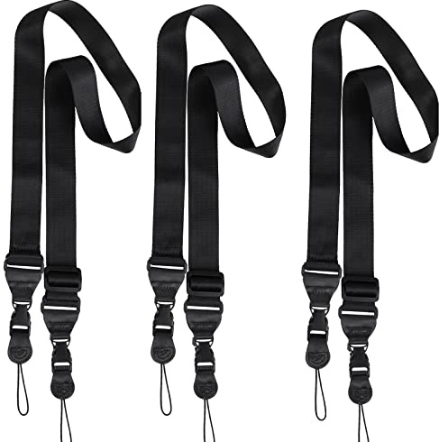 AMFUN Tragegurt Schultergurt, Verstellbarer Schultergurt, Ersatz Schultergurt, Strapazierfähiger Nylon-Halsgurt mit Karabinerhaken für iPad, Kamera, Crossbody-Laptop, Gepäcktasche (Schwarz, 165cm)