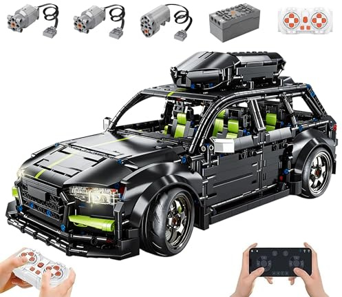 Technik Auto für RS6 Avant, Mit 3Motoren Set, 1:10 Groß Auto Modellbausatz, 2896 Teile MOC Klemmbausteine Rennauto Modell Set, Automodell Sammlerstück Geschenk für Autofans, Keine Originalverpackung