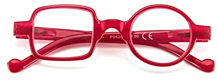 KoKoBin occhiali da lettura rotondi quadrati HD occhiali da lettura montatura ultraleggera confortevole cerniera a molla occhiali da uomo e da donna (Rosso, 2.5)