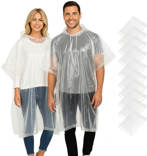 Regnponcho, vattentäta ponchos för vuxna – engångs vattentät poncho och regnrock för män och kvinnor – plast regnponcho förvuxen, vattentät familjepaket – nödponcho, festival nödvändigheter, festival