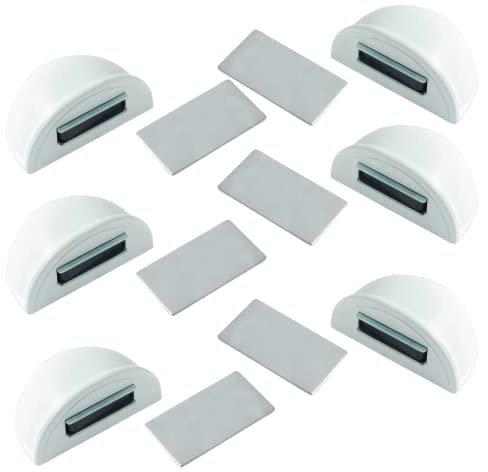 Topes para puertas suelo iman adhesivo - Sujeta puertas suelo blanco 6 unds - Retenedor puerta magnético