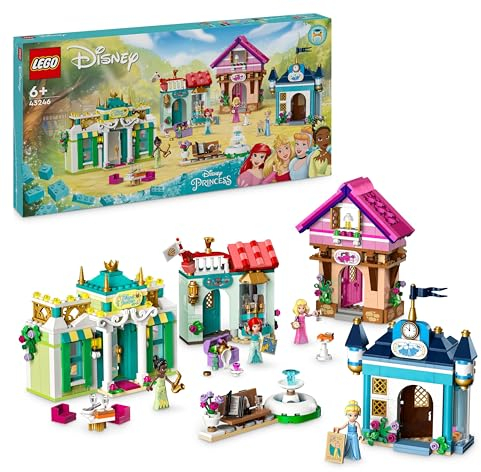 LEGO Disney Princess: Disney Prinzessinnen Abenteuermarkt, Haus-Spielzeug mit 4 Puppen inkl. Cinderella und Arielle, Spielset mit Schatzkarte, Geschenk für Mädchen und Jungen ab 6 Jahren 43246