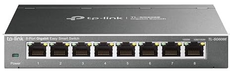 TP-Link TL-SG608E - Conmutador Ethernet Gigabit Gigabit (8 Puertos, Gigabit Hub RJ45, Switch Manageable, Ideal para Compartir Conexiones y Redes para pequeñas Empresas y oficinas domésticas