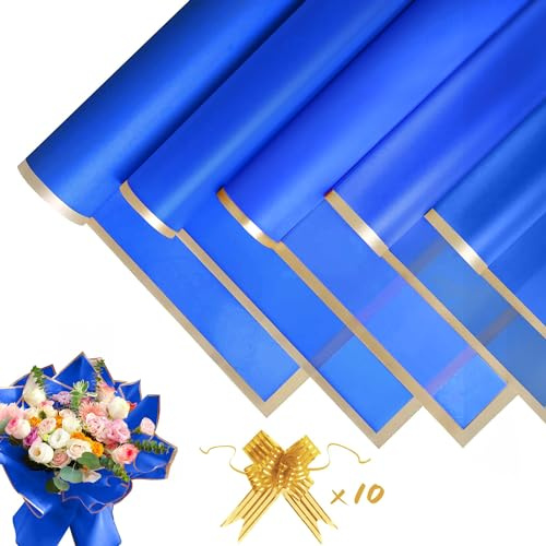 Papier pour Bouquet de Fleurs - 20 Feuilles d'Emballage Fleuriste 58x58 cm avec 10 Rubans Papillon - Idéal pour l'Emballage de Bouquets et Arrangements Floraux