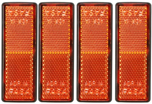 AGRISHOP 4x Rechteckige Reflektoren zum Kleben Orange Eckige Reflektoren Selbstklebend Katzenauge Anhänger Reflektor für Zaun Wohnwagen Traktor