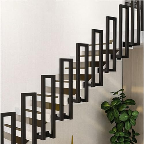 YCZHD Treppe Seitlich Montierte Geländer,Eisenzäune,Dachboden Innenhaushalt einfache Selbstmontierende Duplex-Dachgeländer,Zaunstützstangen(Size:U 65cm,Color:Schwarz)