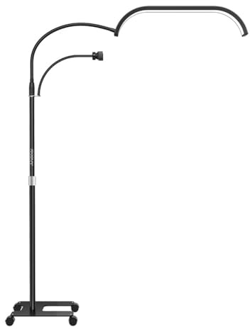 Andoer 20 pulgadas media luna llenado, lámpara de pie LED 3200 K-5600 K regulable LED lámpara de vídeo pestañas lámpara con cable de 1,8 m soporte de luz soporte de teléfono mando a distancia para