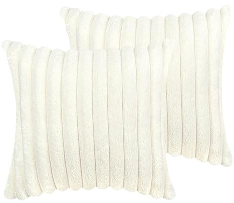 FDEETY 2 Fundas Cojines Acanaladas Textura Piel Conejo Sintético Suaves Decorativas 45x45cm