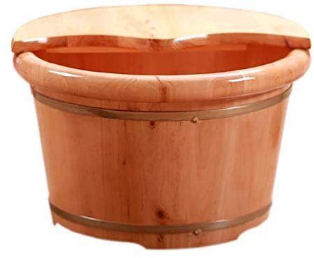 HIARAN Fußbad-Fußbadewanne aus Holz, Fußwanne zum Einweichen der Füße, Holzeimer für Pediküre, Fußbecken für Erwachsene, Fußbad-Whirlpool hoffnungsvoll Lucky Star