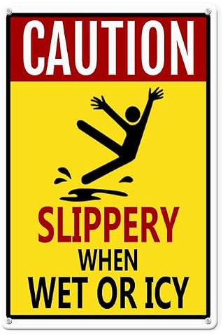 Horienteeon Caution Slippery When Wet Or Icy Aluminium/metallskylt 30 × 40 cm, robust aluminiumskyltar, varning isskylt, varning hala när det är vått eller icy skyltar, varningsskylt, hala när våt
