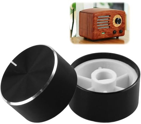 LANAFAY 2Pcs Spare Universal Dimmer Knob, 6mm Dimmer Light Switch Control, Rotary Knob D-Spindle Alloy-Aluminum Rubber Switch Cap, Replacement D-Spindle for Lamp Radio Audio Home Office Car(25*13mm)