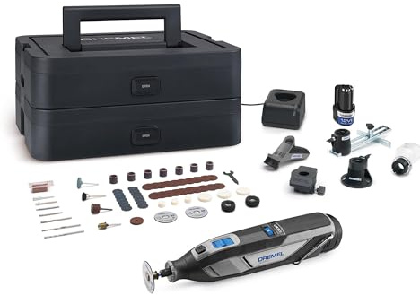 Dremel 8240 5/65 Cordless 12V Rotary Tool 2Ah Battery, Multitool kit with 2 Batteries, 5 Attachments, 1 Platinum Box, 65 Accessories for Cutting, Engraving, Sanding, Polishing, Grinding, Drilling