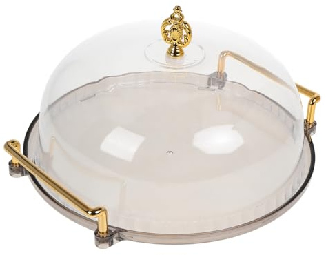 LAPYAPPE Plateau à Gâteaux Rond 30 Cm En Plastique Transparent Avec Cloche à Gâteau Amovible, Couvercle Alimentaire Sécurisé, Pour Présentation Et Service De Desserts, Fruits, Fêtes Et Réceptions