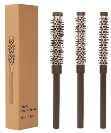 3 Pcs Small Round Brush Set for Blow Drying, 0.78/0.70/0.59 Inch Blowout Roller Hairbrush with Soft Nylon Bristles for Volume, Styling, Bangs, Roots, Curling, Short, Wavy, Thin Hair on Men & Women