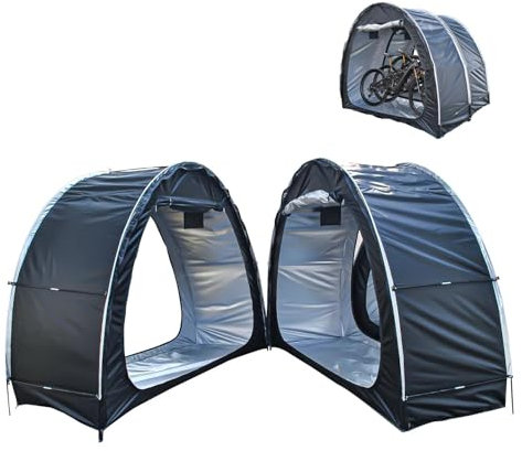 2 PCS Box Biciclette Può Essere Giuntato Box Biciclette con Tessuto Oxford 210D PU4000 Impermeabile Tettoie per Esterno Casetta Porta Attrezzi Da Giardino,Black