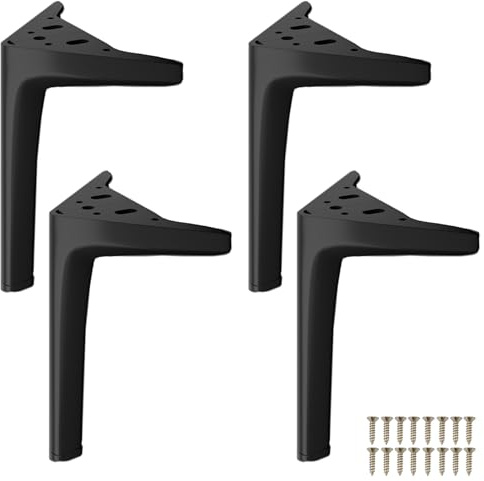 GLMGBP 4er-Pack Möbelbeine aus Metall, 25 cm, schwarzer Karbonstahl, Ersatzfüße für Sofa, Tisch, Schrank, DIY-Projekte. Inklusive Schrauben für einfache Installation