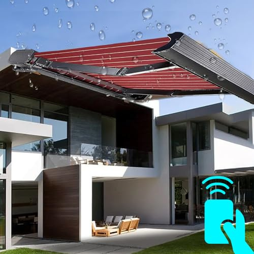 Tenda da sole motorizzata retrattile con luce a LED, tessuto resistente ai raggi UV e all'acqua per patio esterno
