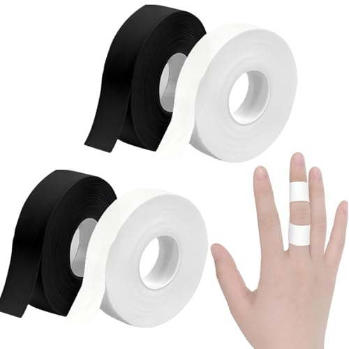 4 Rollen(1.5cm*10m) Fingertape,Finger Tape,Hautfreundliches Sporttape Klettertape Tapeverband Weiß Und Schwarz Selbstklebend Tapeband Für Fußball,Klettern,Handball