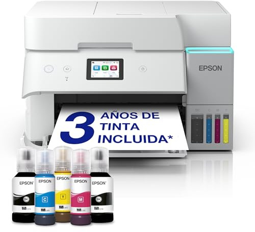 Epson EcoTank ET-4956 Imprimante à Réservoirs D’Encre | Télétravail | Wi-FI, Ethernet | A4 | Imprimer Recto Verso, Copier, Numériser, Faxer | Écran Tactile 6,1cm | ADF | Jusqu’à 3 Ans d’Encre Inclus