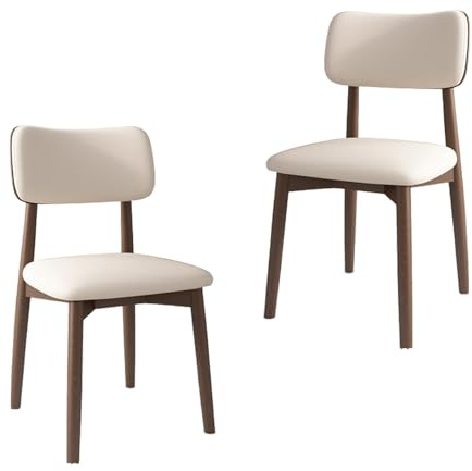 Juego de 4 sillas de comedor modernas y minimalistas, 2 sillas tapizadas sin brazos con marco de nogal oscuro, elegantes y cómodas para decoración de comedor, dormitorio, bistró