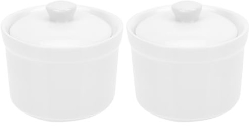 Artibetter Juego de 2 Cuencos de Cerámica de Color Claro con Tapa, Tazones para Sopa Delicados y Simples, Ideales para Restaurantes y Fiestas