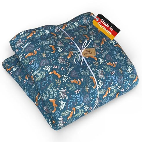 Blausberg Baby® - Krabbeldecke Dick gepolsterte Baby Krabbeldecke 120x120 cm OEKO-TEX® Baumwolle Spieldecke & Laufstalleinlage, in Deutschland gefertigt - Fuchs Blau