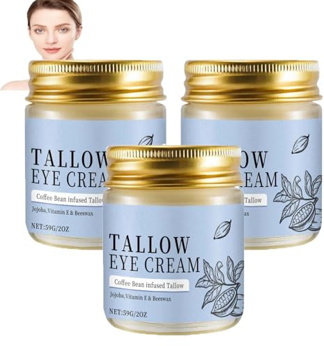 Crema contorno occhi al sego di manzo al caffè per le occhiaie, crema contorno occhi al sego di manzo biologico, riparazione rapida delle rughe, senza profumo, per donna e uomo