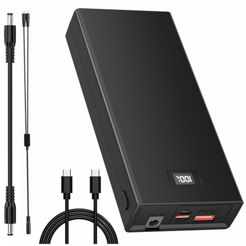Batería Externa Multifunción de 10000 mAh-Carga Rápida PD 30W/QC 18W-Puerto de SSalida CC 12V 3A - para Ordenador Portátil,Chaqueta Calefactable,SAI,Dispositivos de 12V,Bomba de Oxígeno,Cámara