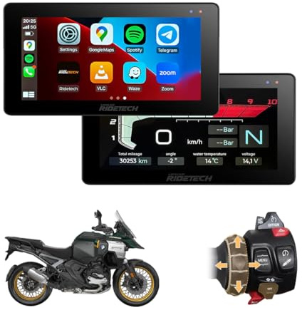 Kraft 5.5 Système Intelligent pour Motos BMW, Écran 5,5 Pouces, CarPlay/Android Auto, Navigation GPS Waze/Maps, Plug & Play, Contrôle Molette BMW