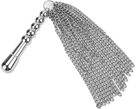 45cm Short Equestrian Whip with Metal Chain Tassel & Stainless Steel Handle, Professional Grip Riding Crop Training Aid(Color1)