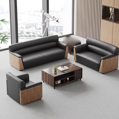 KIBONCY Moderner Büro-Empfangsraum – Dreisitzer-Business-Sofa Aus Leder for Den Verhandlungsbereich, Besprechungstisch for Gäste(K)