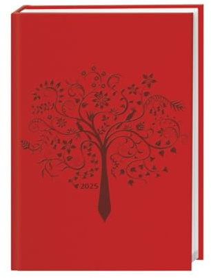 Terminer A6, geprägt rot 2025: Roter Terminkalender mit geprägtem Kunstledereinband. Buch-Kalender mit Lesebändchen und Zitaten. Taschenkalender 2025 zum Planen von Terminen (Kalenderbücher Heye)