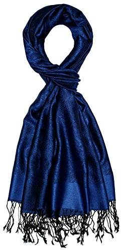 Lorenzo Cana Herrenschal 70% Seide 30% Viskose mit Paisley Muster Schaltuch 70 cm x 190 cm blauer Fransenchal Herrentuch 7842011