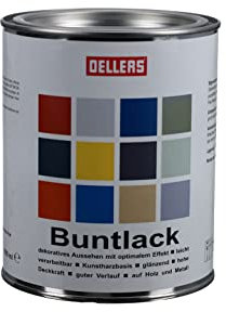 OELLERS Buntlack, 1 Liter, RAL 6005 Moosgrün, innovative Farbtöne, Metallfarbe für kreative Trends auf Holz und Metall, leichte Verarbeitung, wunderschöne Farbgestaltung mit Rostschutzfarbe