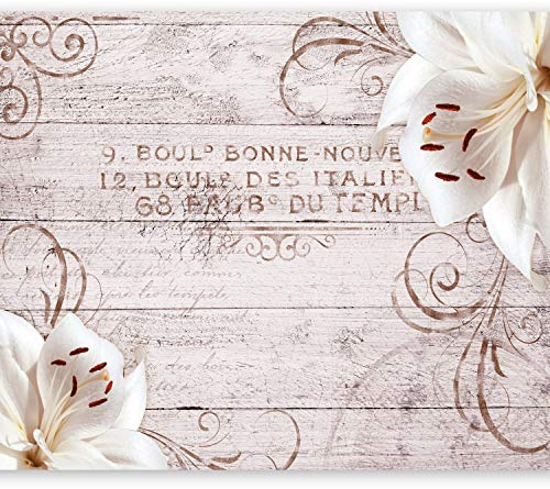murando Fototapete selbstklebend Blumen Lilien 441x315cm Foto Tapete Tapetenfolie Möbelfolie Wandverkleidung Wandtapete Motivtapeten Bildtapete Wohnzimmer 3d Effekt Modern Holz Blume Ornament