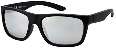La Optica B.L.M. Herrsolglasögon UV400 sport – enkel/dubbelpack, Svart matt (glas: silverspegel), M