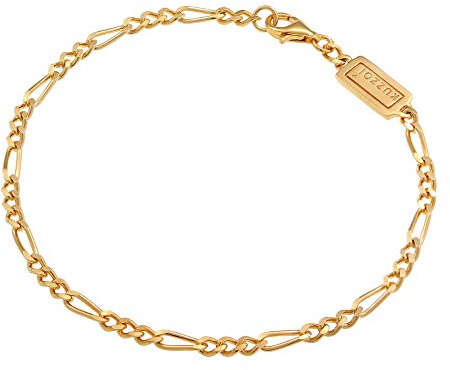 Kuzzoi Silber-Armband goldfarben Herren 4 mm Figaroarmband 925 Silber | massives 925 Sterling Silber vergoldet Herrenarmband mit Karabiner breit 7g