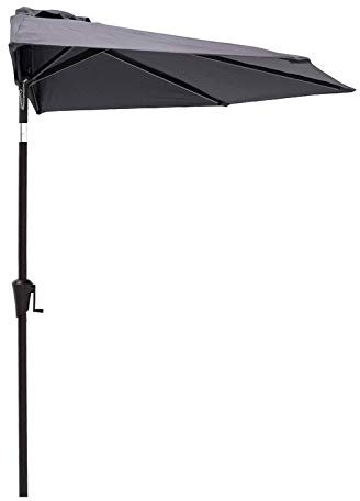 C-Hopetree 2.75m Half Round Market Garden Parasol Wall Umbrella for Outdoor Patio with Crank and Tilt, Anthracite