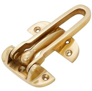 Infinity Decor Vintage Style Polished Brass Front Door Chain Restrictor Lock with Swing Bar Security Latch Catch for Main Door Gate