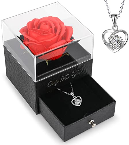 Rose Eternelle sous Cloche, Bijoux pour Femme,Maman ,Mamie,Copine,Anniversaire,Soeur,Saint Valentin