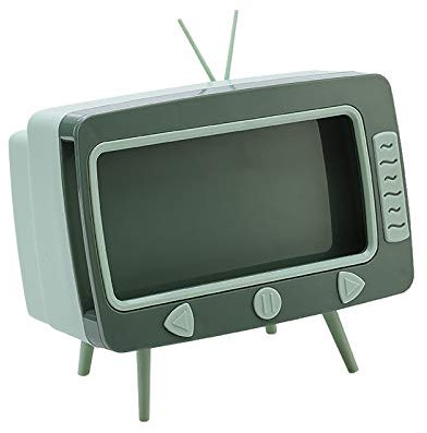 Taschentuchbox, Kreativ Feuchttücherbox TV-förmig Taschentuchspender Kosmetiktücher mit Phone Holder Handyhalter für Zuhause, Büro, Schreibtisch, Wohnzimmer, Badezimmer, Küche (Grün-1 PC-zurück)