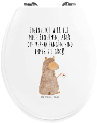 Mr. & Mrs. Panda Motiv WC Sitz Alpaka Fahne - Geschenk, Toilettendeckel, Lama, Klodeckel, Lamas, WC-Sitz, Klobrille, Liebe, Toilette
