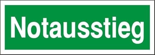 Fluchtweg Notausgang Schild Aufkleber nachleuchtend Rettungszeichen, Größe: Text Notausstieg